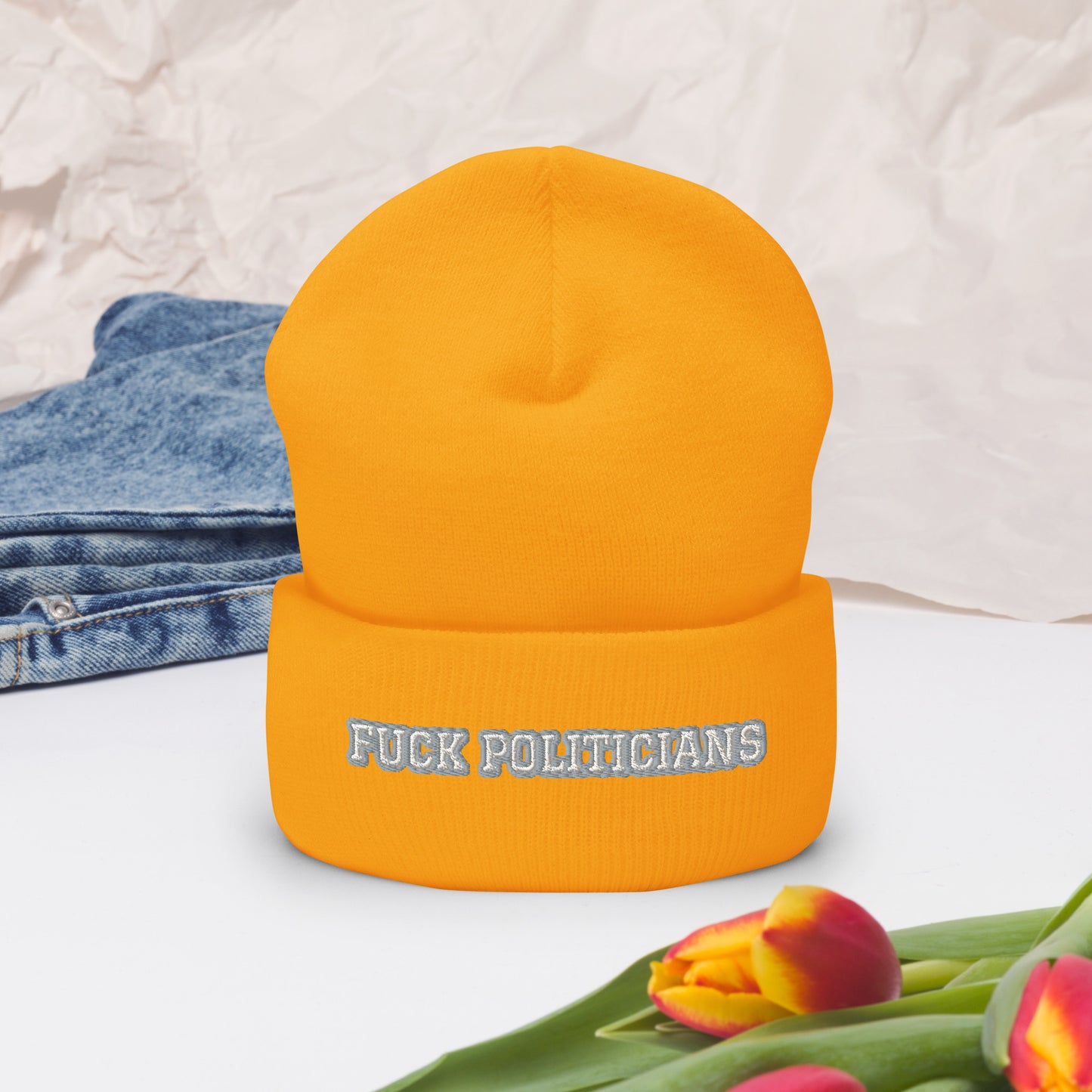 FUCK POLITICIANS Cuffed Beanie