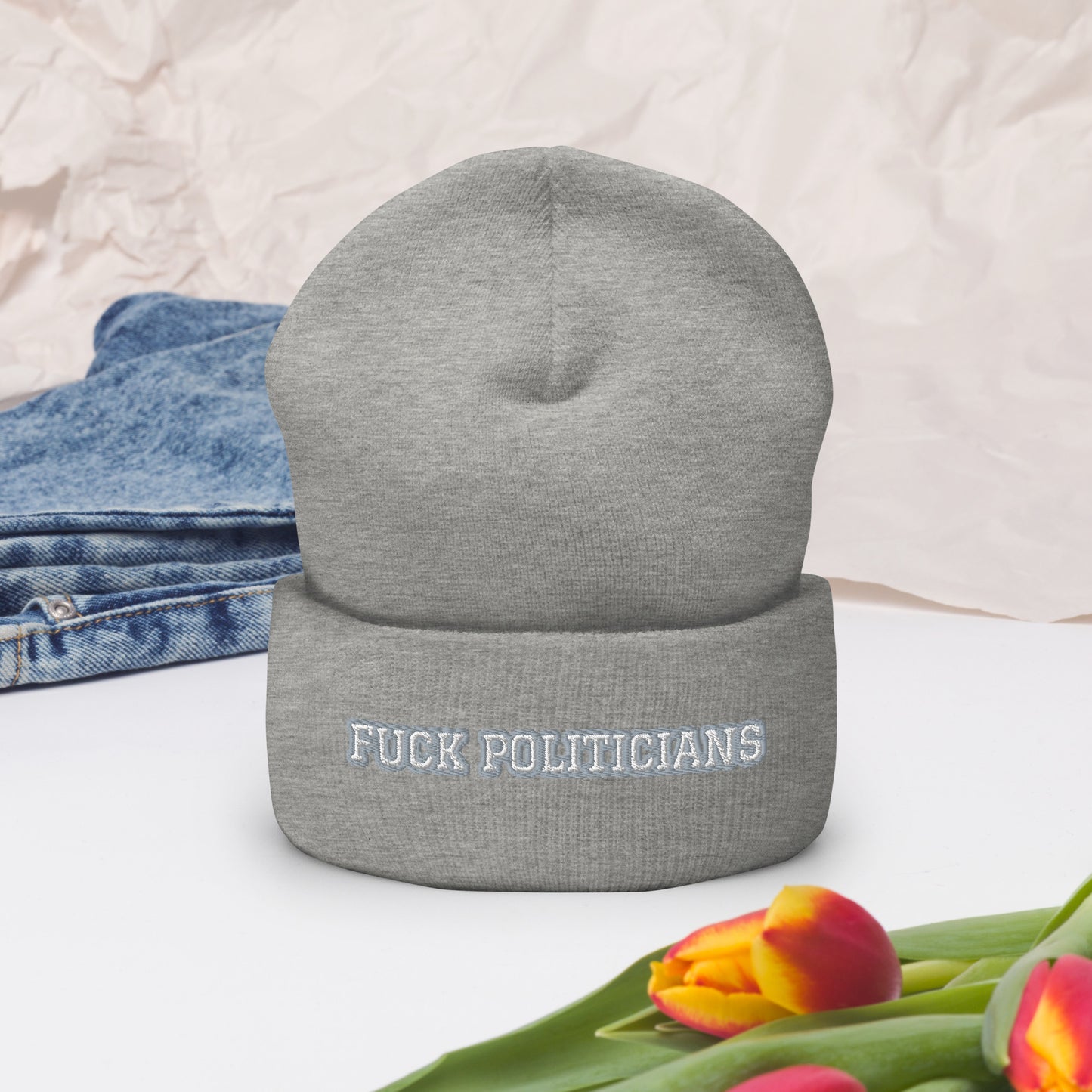 FUCK POLITICIANS Cuffed Beanie