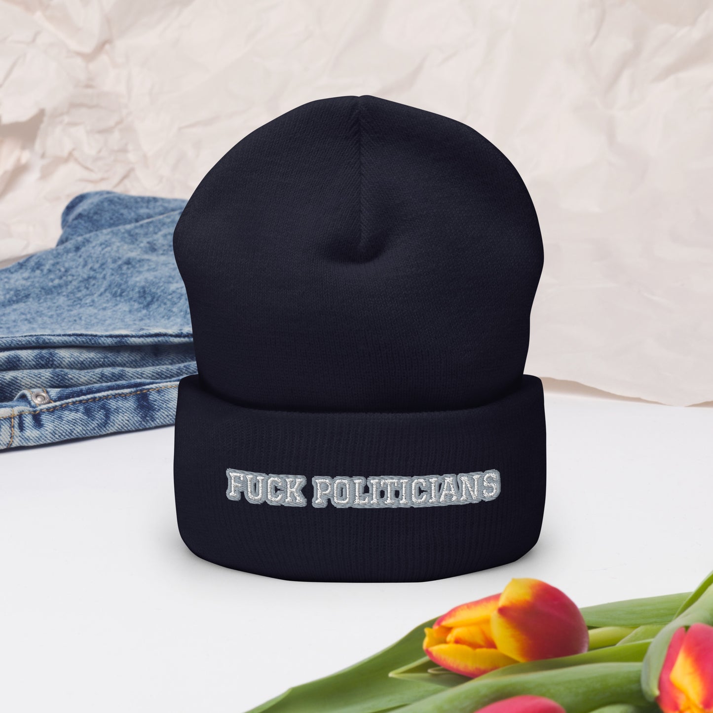 FUCK POLITICIANS Cuffed Beanie