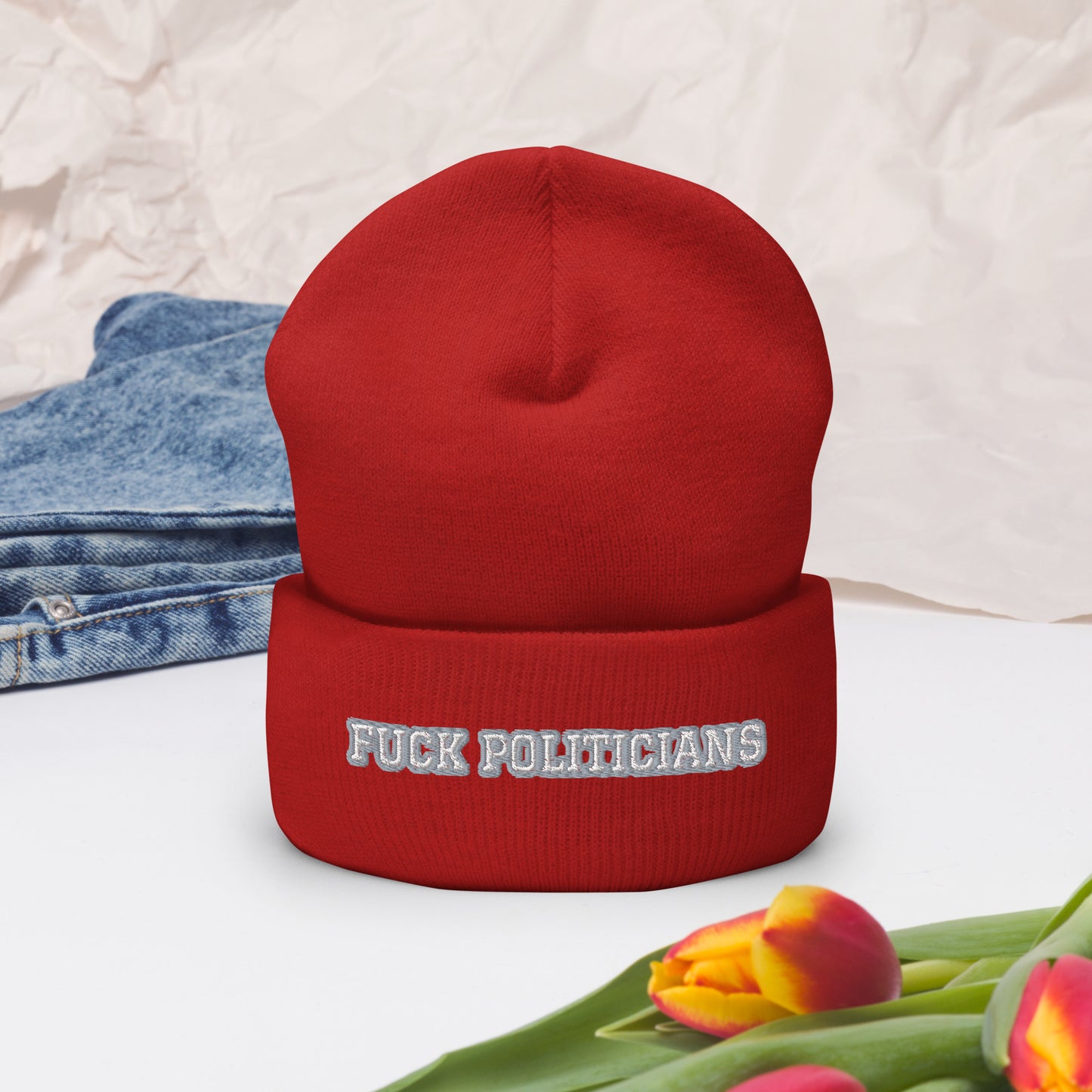 FUCK POLITICIANS Cuffed Beanie
