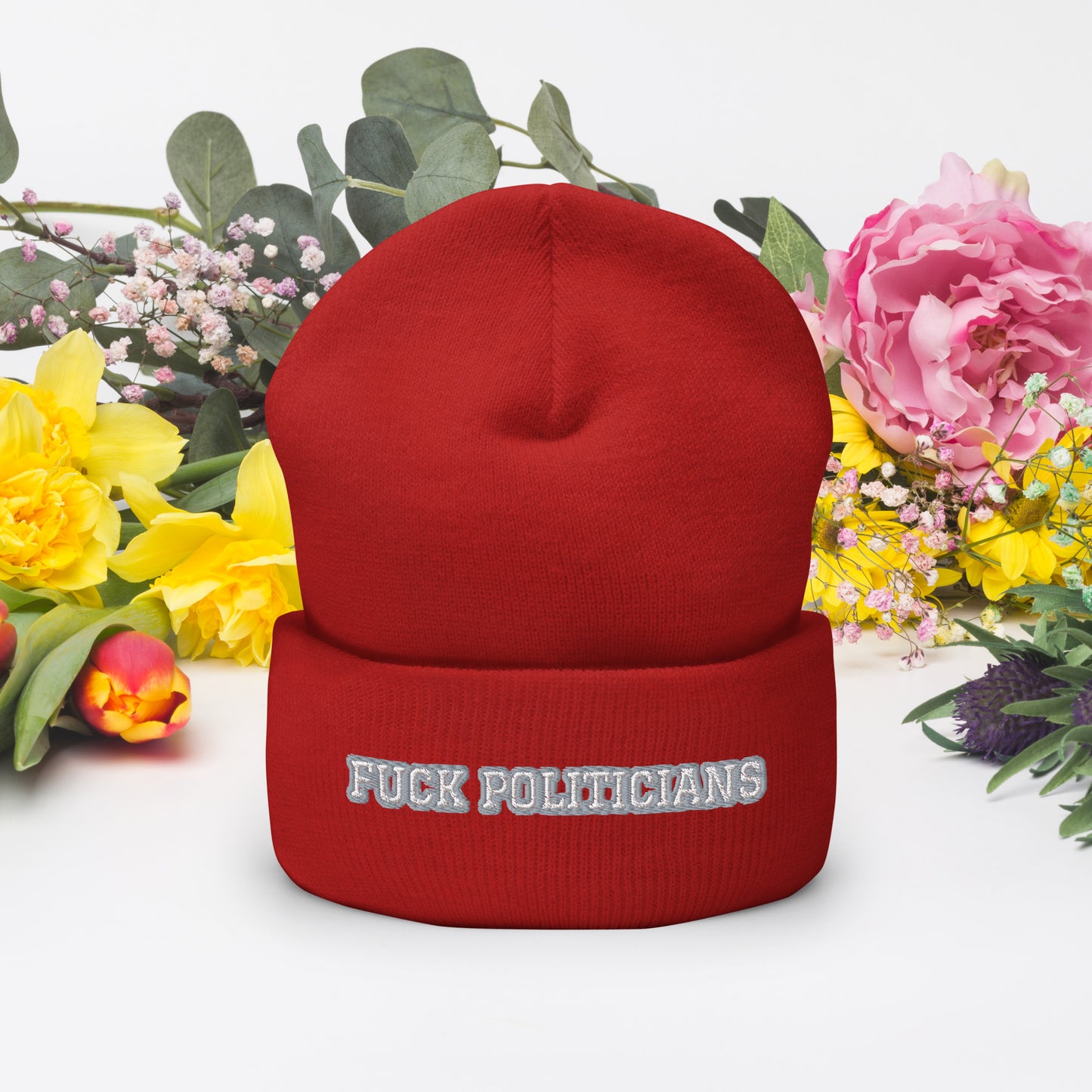 FUCK POLITICIANS Cuffed Beanie