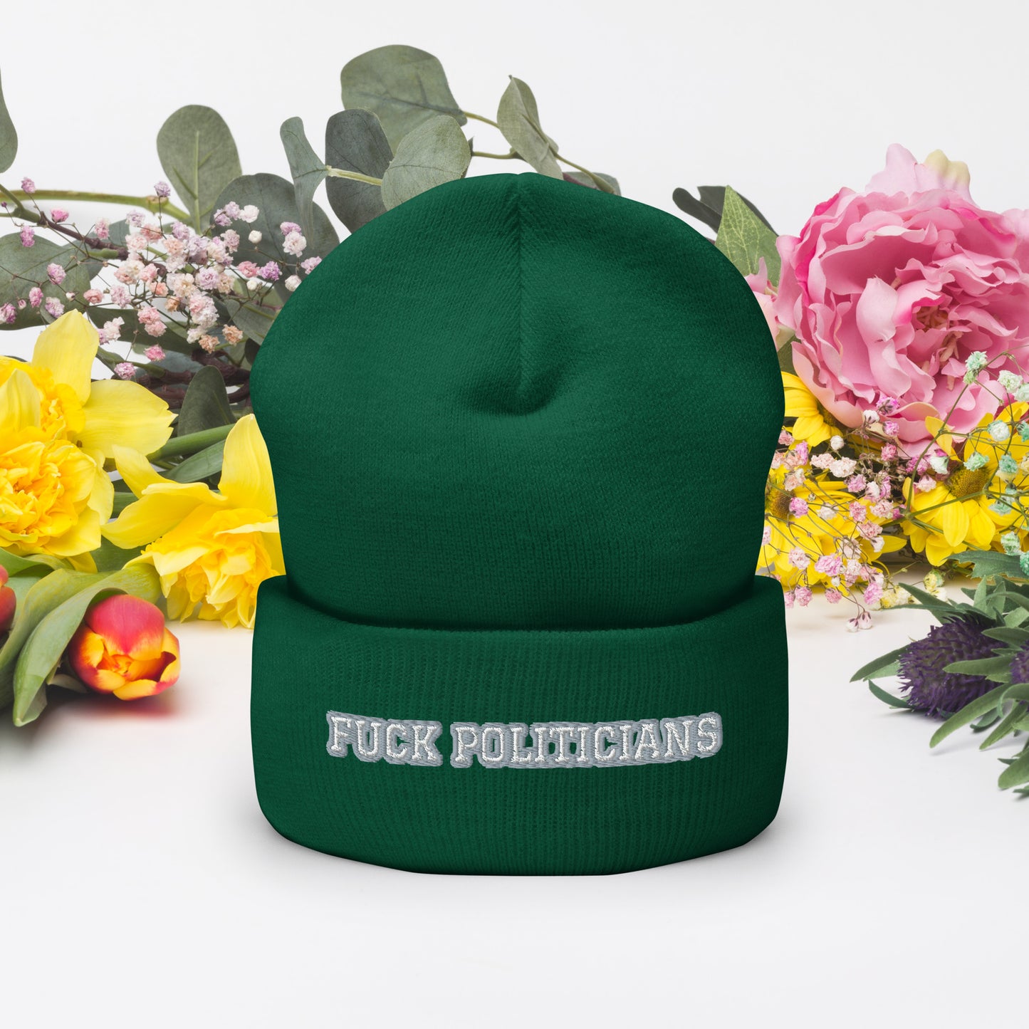 FUCK POLITICIANS Cuffed Beanie